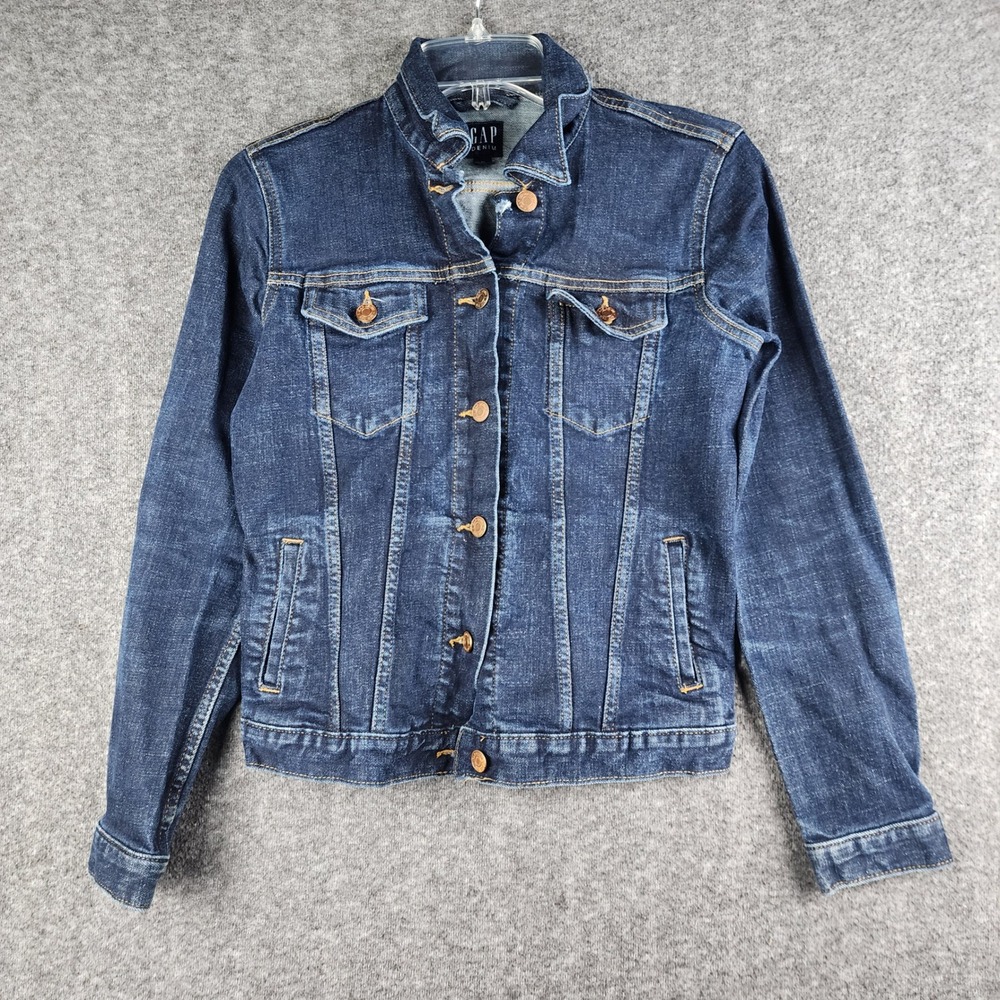 Gap Icon Denim Jacket Womens XS Indigo Rinse Blue Jean Button‎ Up 1969 440892